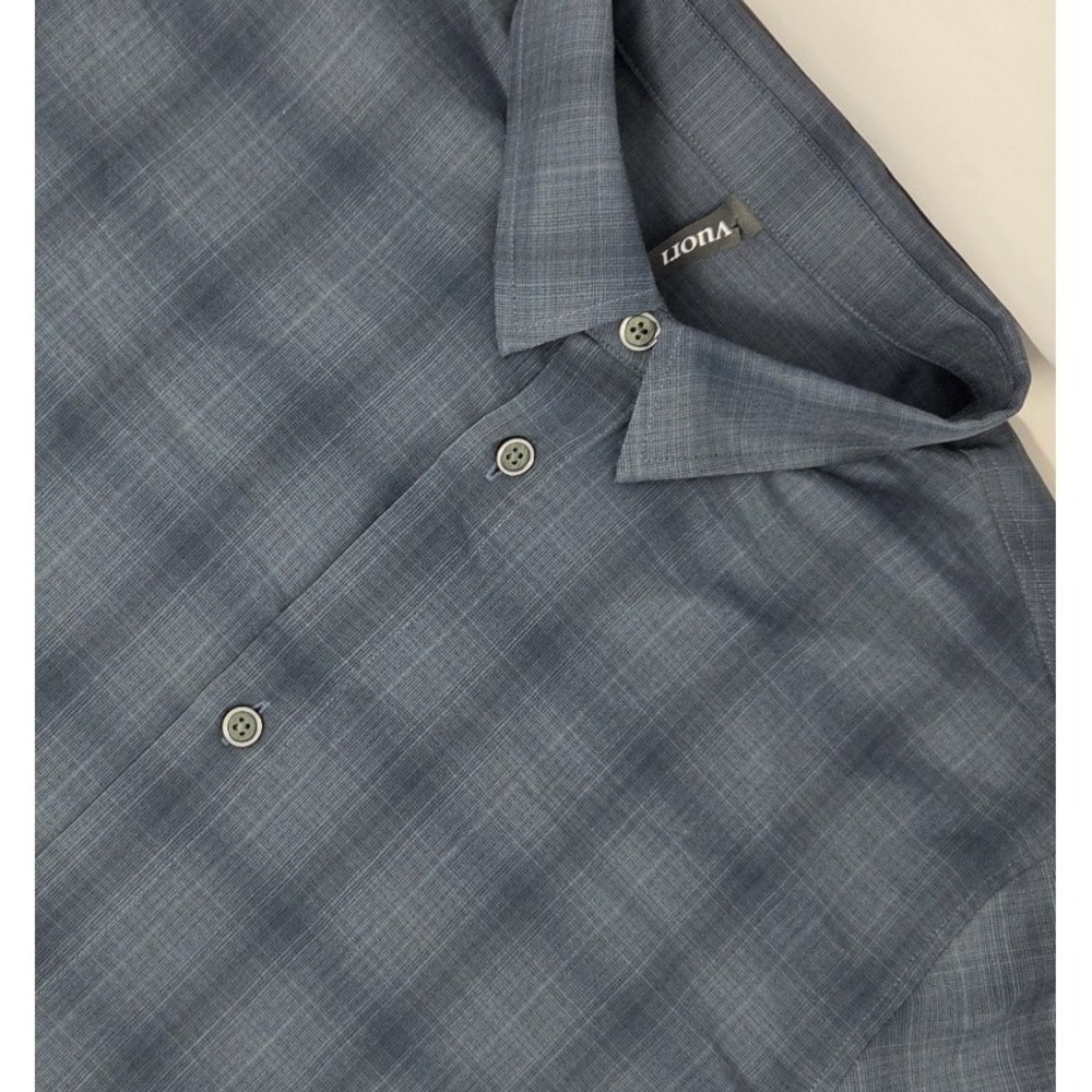 Vuori Long Sleeve Plaid Button Down Shirt Men's Large Blue Lightweight Stretch